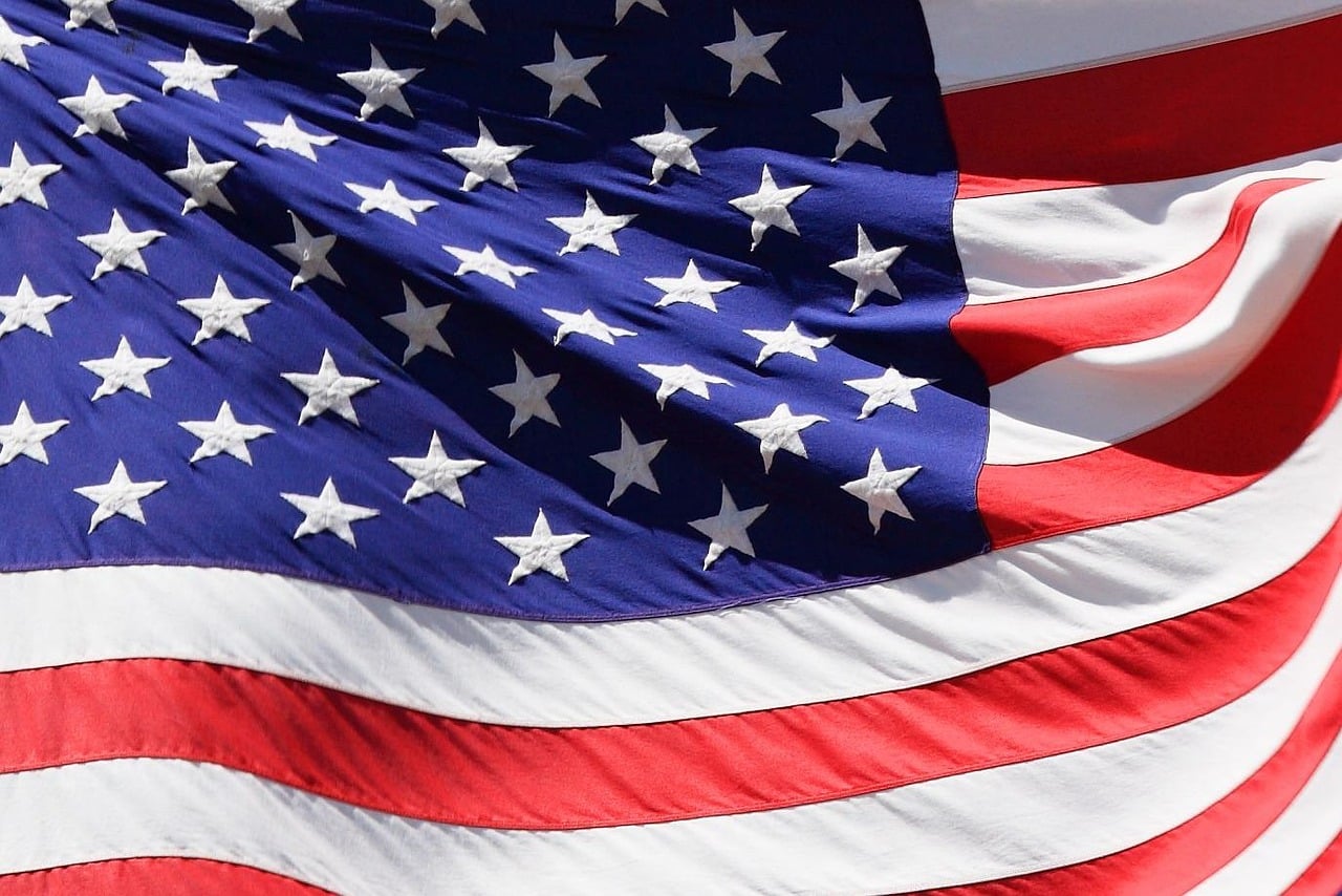 Detailed image of the American flag showcasing the stars and stripes symbolizing USA's patriotism and pride.