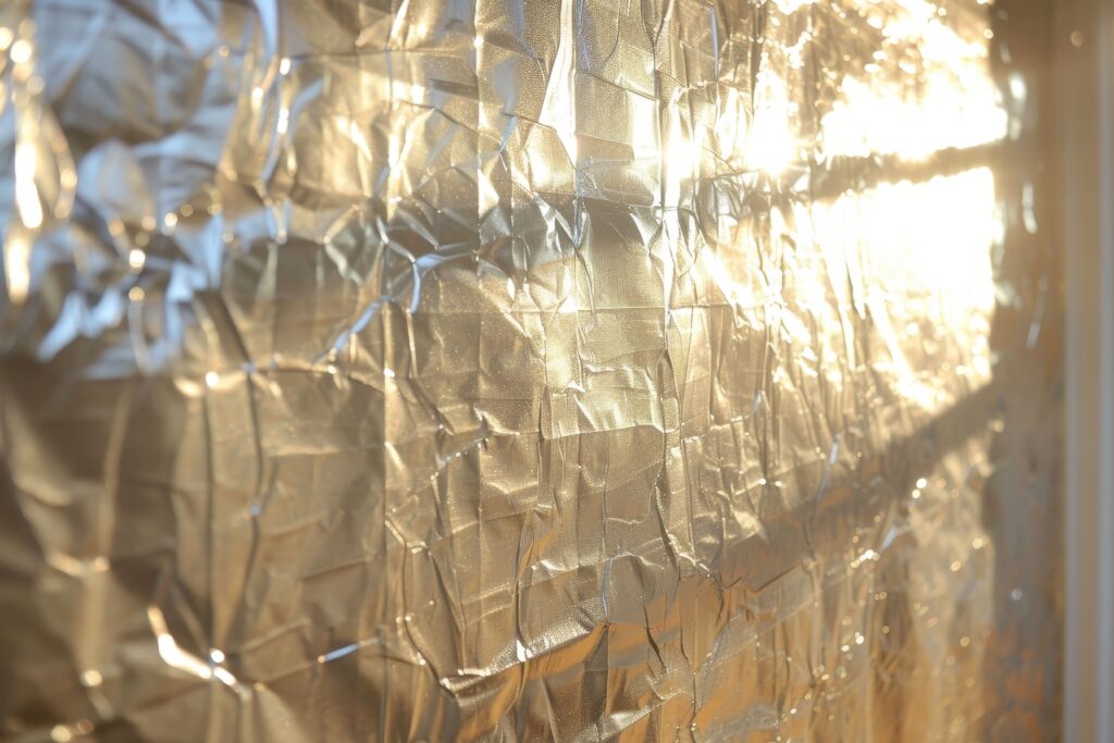 view of shiny tin foil