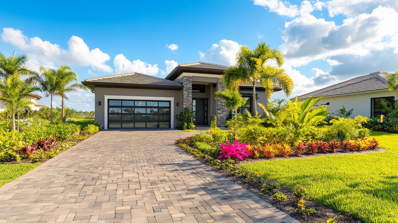 A Stunning and Modern Home Featuring Lush, Vibrant Landscaping Located in Beautiful Miami